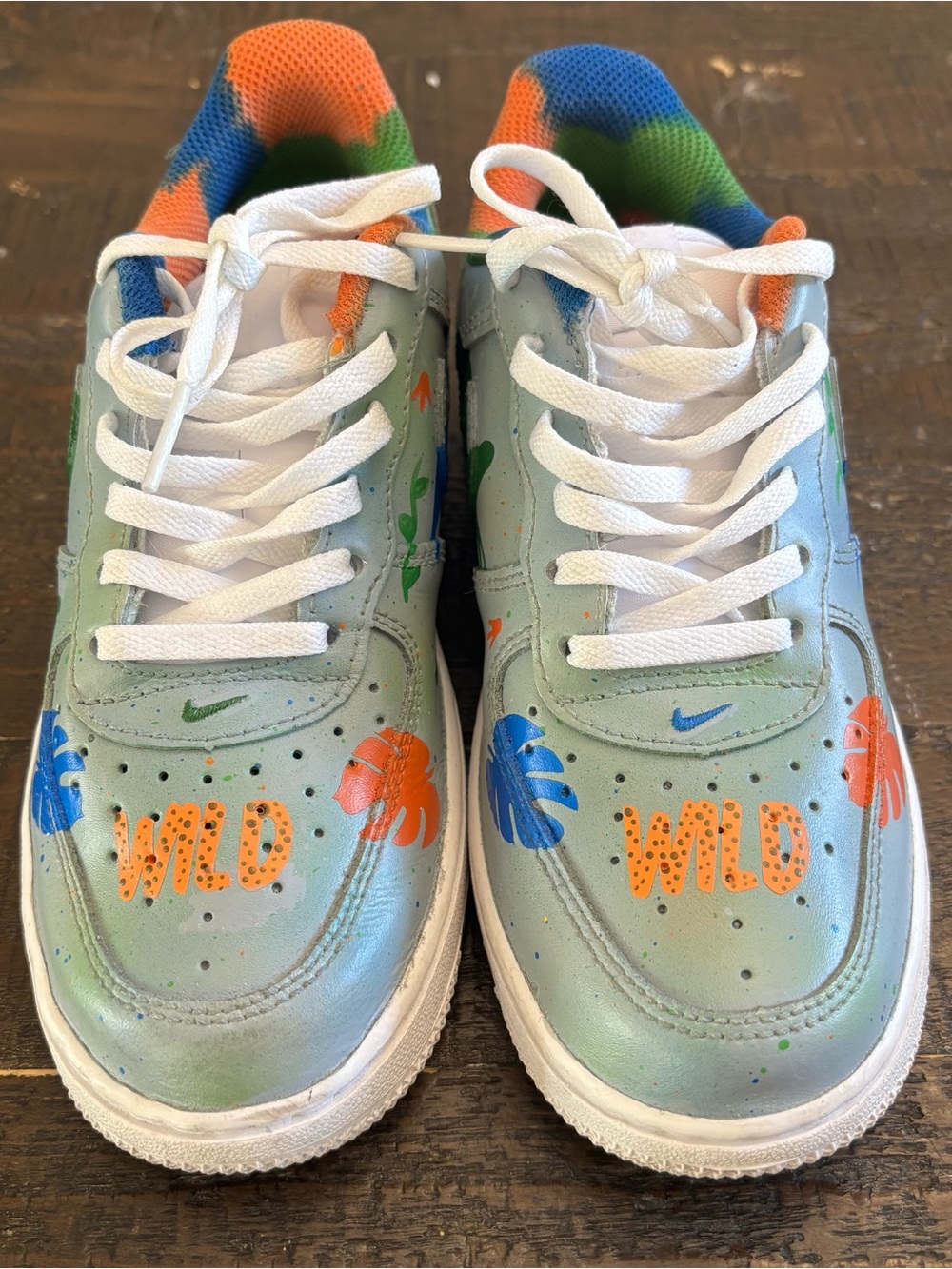 Nike Custom Painted Kids Air Force 1 sneakers Dino, size 2Y